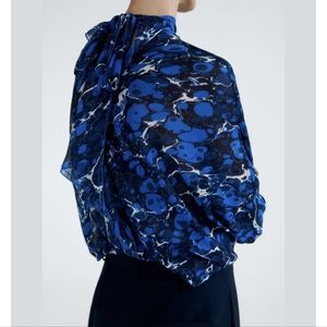 Zara Limited Edition Printed Blouse with Bow